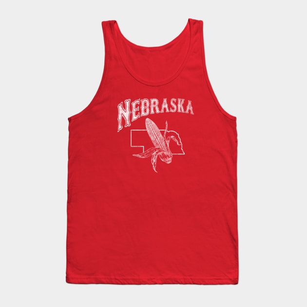 Vintage Nebraska Design with state and corn image Tank Top by MalmoDesigns